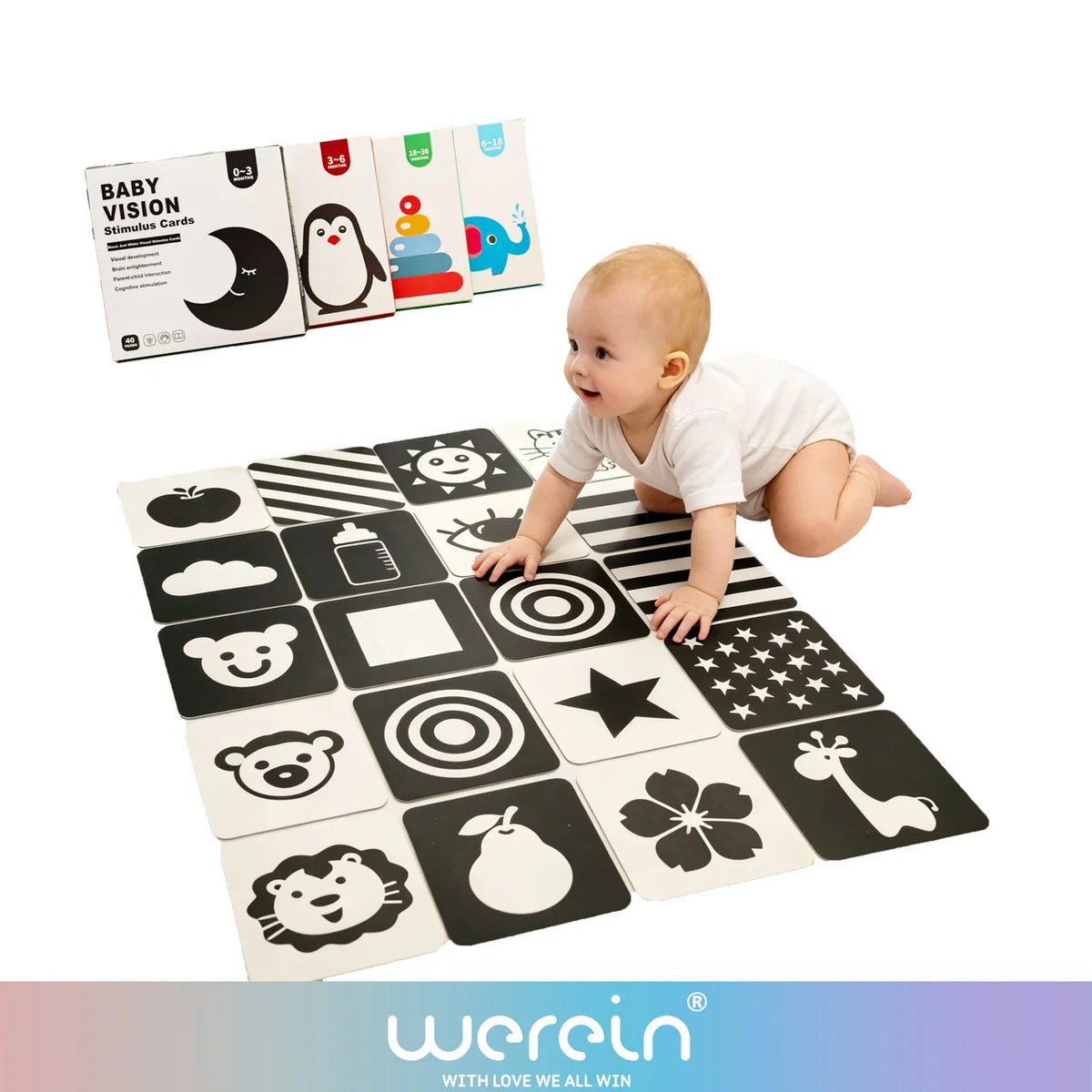 High Contrast Black & White Flash Cards for Newborns (0-6 Months)