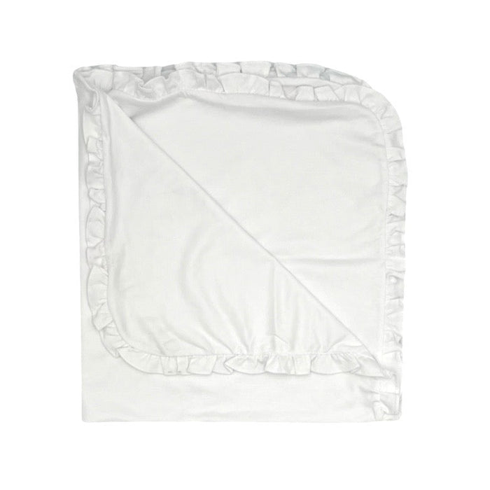 100% PIMA Cotton Ruffle Blanket: White